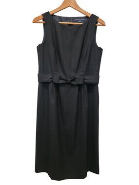 Brooks Brothers 346 Black Sleeveless Sheath Lined Dress With Bow Accent Size 4